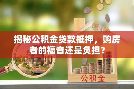 泸水揭秘公积金贷款抵押，购房者的福音还是负担？