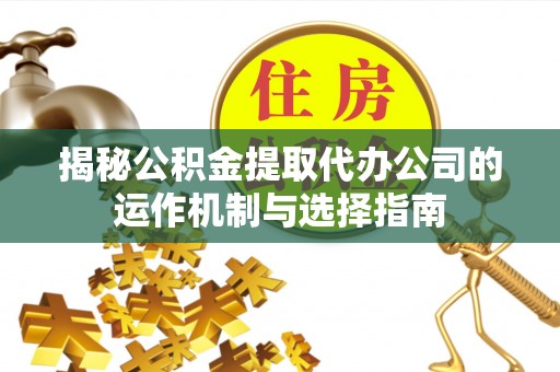 泸水揭秘公积金提取代办公司的运作机制与选择指南