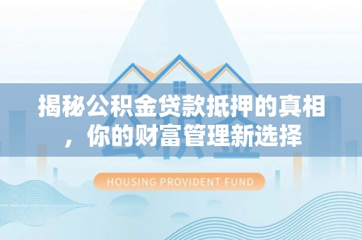 泸水揭秘公积金贷款抵押的真相，你的财富管理新选择