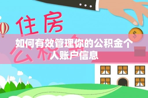 泸水如何有效管理你的公积金个人账户信息