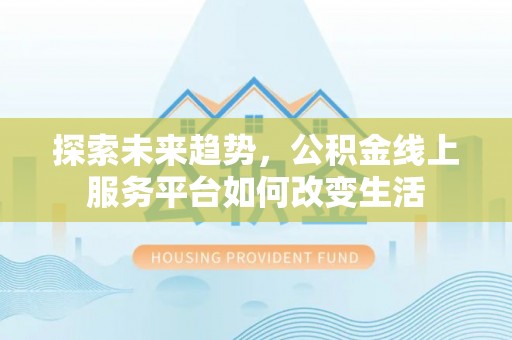 泸水探索未来趋势，公积金线上服务平台如何改变生活