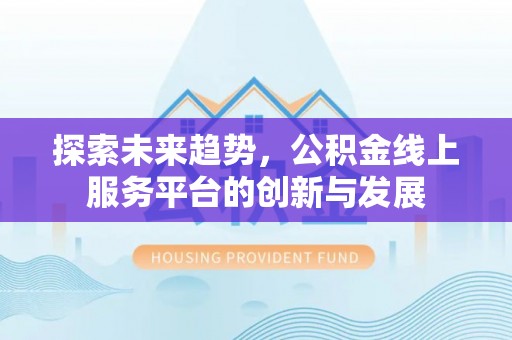 泸水探索未来趋势，公积金线上服务平台的创新与发展