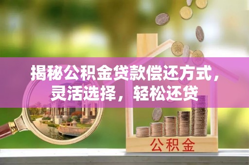 泸水揭秘公积金贷款偿还方式，灵活选择，轻松还贷