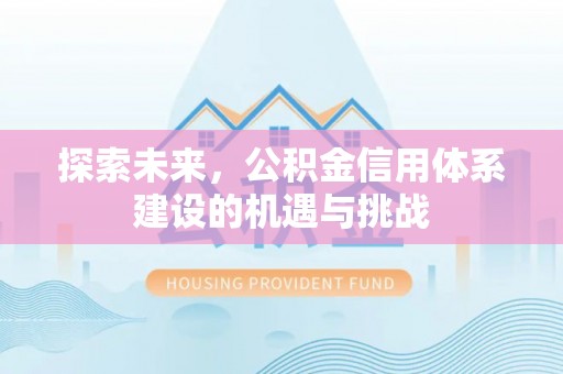泸水探索未来，公积金信用体系建设的机遇与挑战