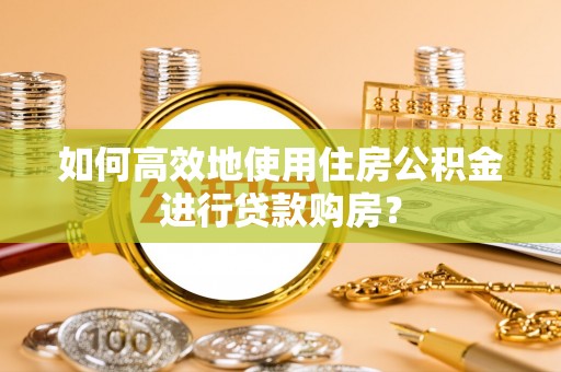 泸水如何高效地使用住房公积金进行贷款购房？