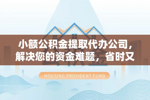 泸水小额公积金提取代办公司，解决您的资金难题，省时又省心